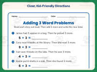 Adding 3 Word Problems Worksheet – 1st Grade Addition Practice preview 4