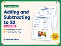 Adding and Subtracting to 20 Worksheet – 1st Grade Addition Practice preview