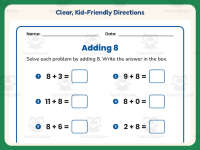 Adding Eight Equations Worksheet – 1st Grade Addition Practice preview 4