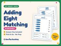 Adding Eight Matching Worksheet – 1st Grade Addition Practice preview