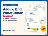 Adding End Punctuation Worksheet – 2nd Grade Grammar Practice preview