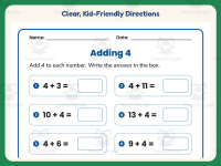 Adding Four Equations Worksheet – 1st Grade Addition Practice preview 4