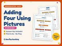 Adding Four Using Pictures Worksheet – Kindergarten Addition Practice preview