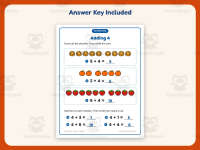 Adding Four Using Pictures Worksheet – Kindergarten Addition Practice preview 3