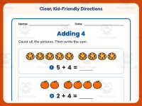 Adding Four Using Pictures Worksheet – Kindergarten Addition Practice preview 4