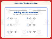 Adding Mixed Numbers Worksheet – 5th Grade Addition & Fractions preview 4