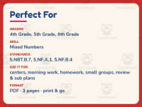 Adding Mixed Numbers Worksheet – 5th Grade Addition & Fractions preview 6