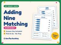 Adding Nine Matching Worksheet – 1st Grade Addition Practice preview
