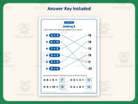 Adding Nine Matching Worksheet – 1st Grade Addition Practice preview 3