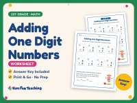 Adding One Digit Numbers Worksheet – 1st Grade Addition Practice preview
