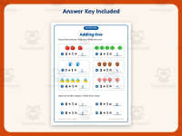 Adding One Using Pictures Worksheet – Kindergarten Addition Practice preview 3