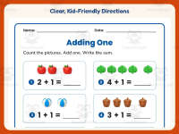 Adding One Using Pictures Worksheet – Kindergarten Addition Practice preview 4