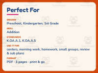 Adding One Using Pictures Worksheet – Kindergarten Addition Practice preview 6