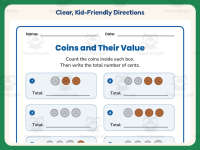 Adding Penny, Nickel, Dime Coins Worksheet – 1st Grade Addition preview 4