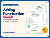 Adding Punctuation Worksheet – 2nd Grade Grammar Practice + Answer Key preview