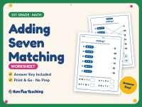 Adding Seven Matching Worksheet – 1st Grade Addition Practice preview