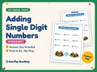 Adding Single Digit Numbers Worksheet – 1st Grade Addition Practice preview