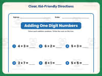 Adding Single Digit Numbers Worksheet – 1st Grade Addition Practice preview 4