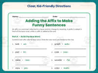 Adding the Affix to Make Funny Sentences Worksheet – 4th Grade preview 4