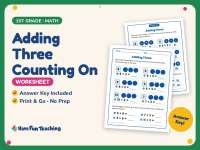 Adding Three Counting On Worksheet – 1st Grade Addition Practice preview