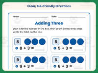 Adding Three Counting On Worksheet – 1st Grade Addition Practice preview 4
