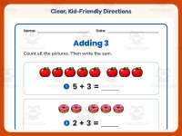 Adding Three Using Pictures Worksheet – Kindergarten Addition Practice preview 4