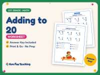 Adding to 20 Worksheet – 1st Grade Addition Practice + Answer Key preview