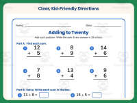 Adding to 20 Worksheet – 1st Grade Addition Practice + Answer Key preview 4