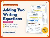 Adding Two Writing Equations Worksheet – Kindergarten Addition preview