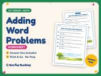 Adding Word Problems Worksheet – 1st Grade Math Practice + Answer Key preview