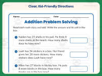 Addition Problem Solving Addends to 40 Worksheet – 1st Grade Practice preview 4