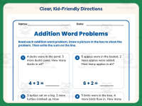 Addition Single Digit Word Problems Worksheet – 1st Grade Math preview 4