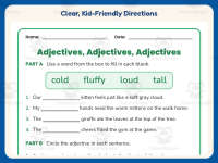 Adjectives Fill in the Blank Worksheet – 2nd Grade Grammar Practice preview 4