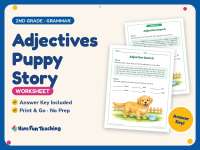 Adjectives Puppy Story Worksheet – 2nd Grade Grammar Practice preview