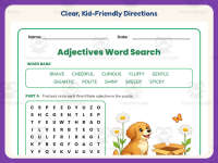 Adjectives Word Search Worksheet – 3rd Grade Grammar Practice preview 4