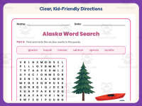 Alaska Word Search Worksheet – 3rd Grade States Practice + Answer Key preview 4