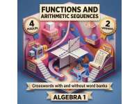 Algebra 1 Functions and Arithmetic Sequences Crosswords with Word Bank preview