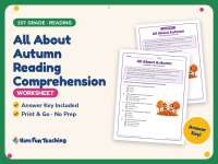 All About Autumn Reading Comprehension Worksheet – 1st Grade Seasons preview