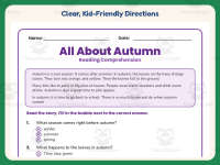 All About Autumn Reading Comprehension Worksheet – 1st Grade Seasons preview 4