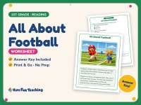 All About Football Worksheet – 1st Grade Sports Practice + Answer Key preview