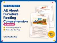All About Furniture Reading Comprehension Worksheet – 2nd Grade preview
