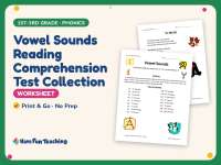 Alphabet Worksheet: Vowel Sounds Reading – 1st-3rd Grade Phonics preview