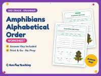 Amphibians Alphabetical Order Worksheet – 3rd Grade Animals Practice preview