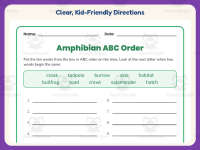 Amphibians Alphabetical Order Worksheet – 3rd Grade Animals Practice preview 4