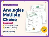 Analogies Multiple Choice Worksheet – 3rd Grade Grammar Practice preview