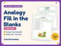 Analogy Fill in the Blanks Worksheet – 3rd Grade Analogies Practice preview