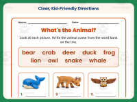 Animal Names Worksheet – 1st Grade Animals Practice + Answer Key preview 4