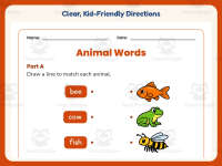 Animal Words Matching Worksheet – Kindergarten Animals Practice preview 4