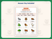 Animal Words Word Bank Worksheet – 1st Grade Animals Practice preview 3