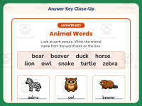 Animal Words Word Bank Worksheet – 1st Grade Animals Practice preview 7
